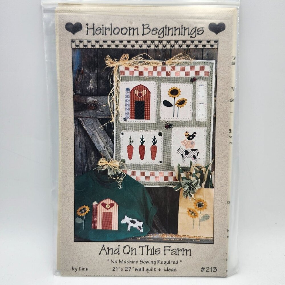 Heirloom Beginnings And On This Farm Quilt T-Shirt Pattern 1996 No213